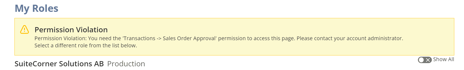 NetSuite Permission Violation