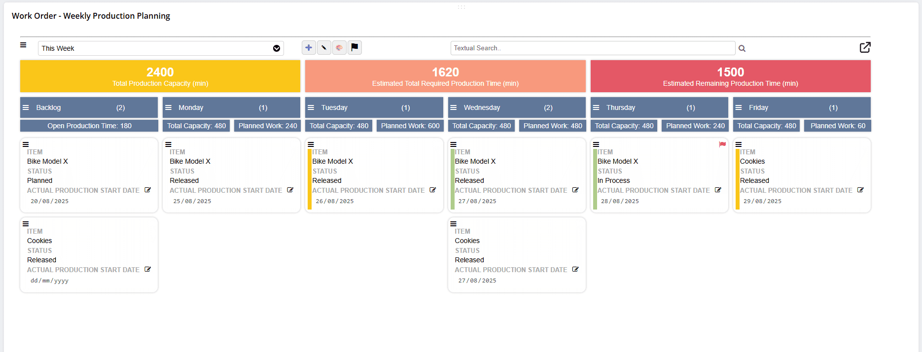 Work Order Kanban Board