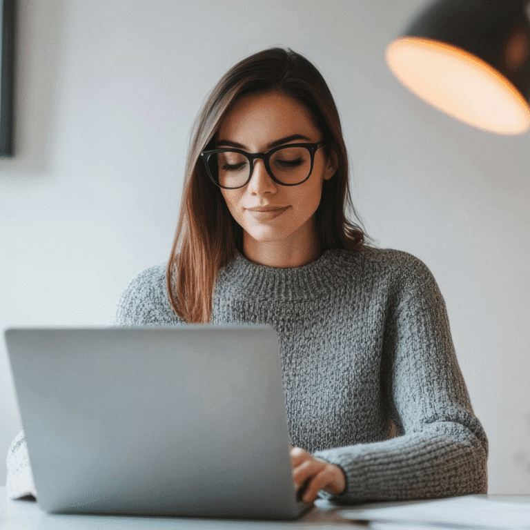 CFO arbetar vid laptop med ekonomirapport inför månadsbokslut.