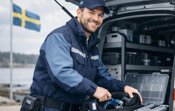 Technician working on-site for a field service company.