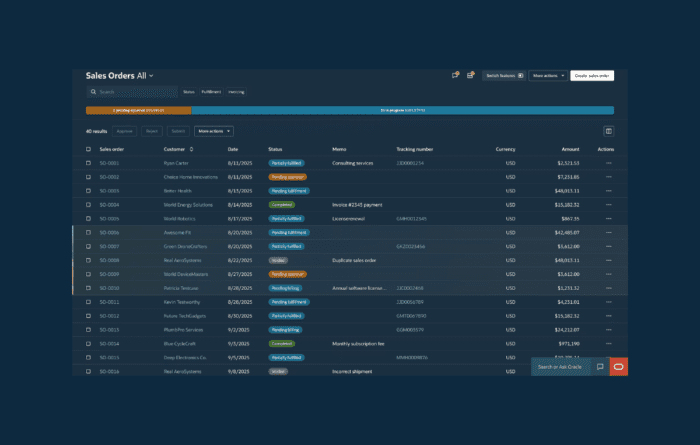 Gränssnitt i NetSuite Next med canvasvy och visualiseringar som visar hur AI används i affärssystemet.