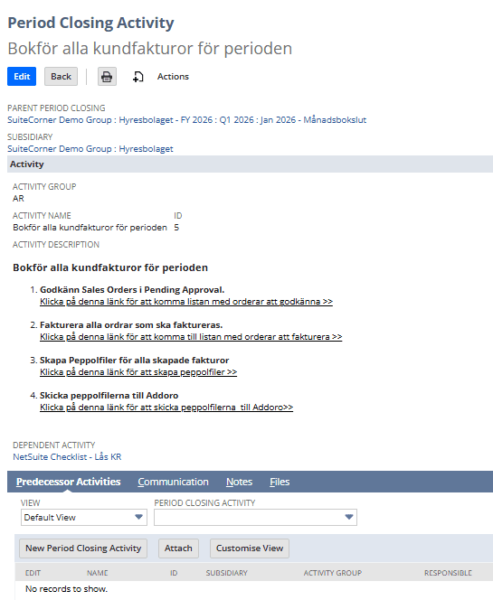 Period Closing Activity in NetSuite