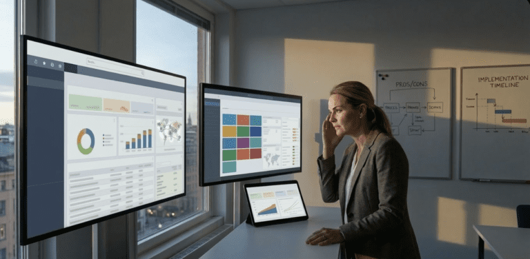 Illustration som visar jämförelse mellan affärssystemen Monitor ERP och Oracle NetSuite.